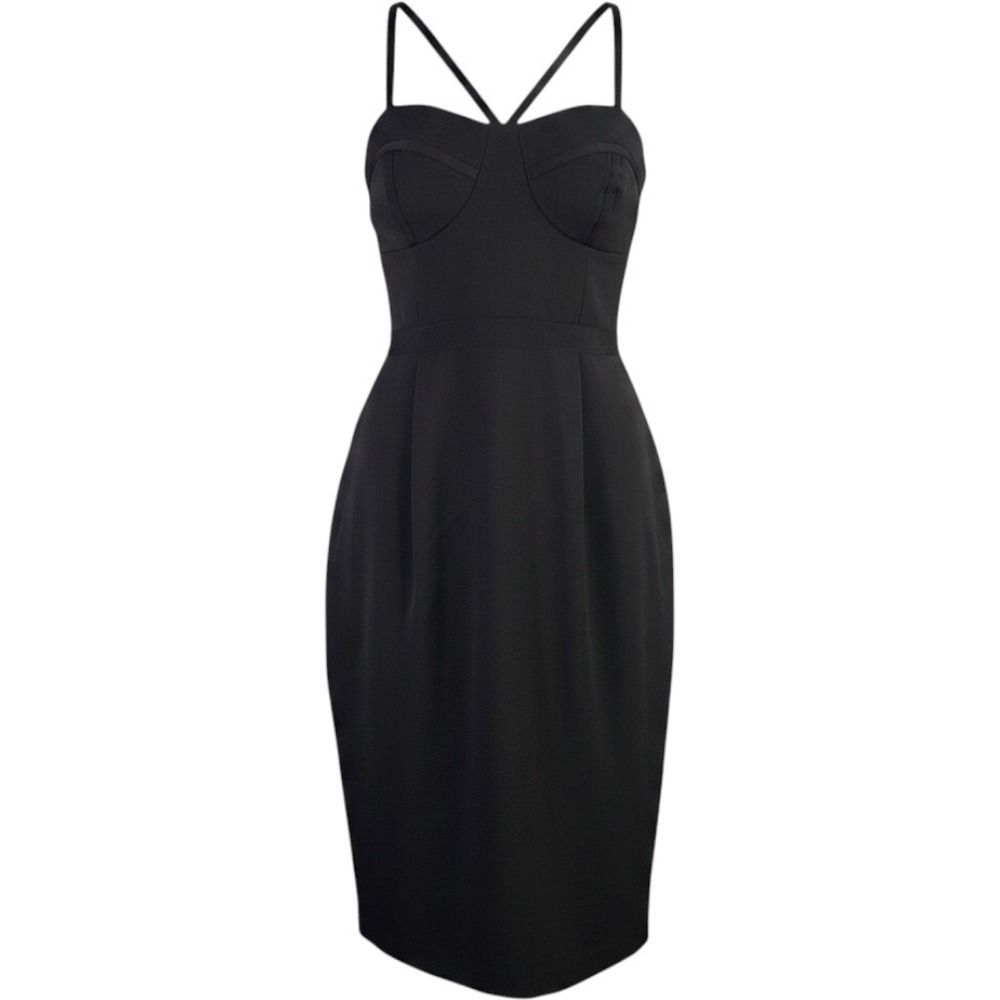 City Chic Cocktail‎ Dress Womens XS/14 Bustier Bodycon LBD Edgy Goth Minimalist